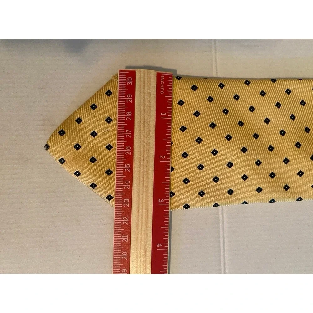 Stackpole Moore Tryon Hartford Mens Gold Blue Diamond Silk Tie Vintage Hand Sewn